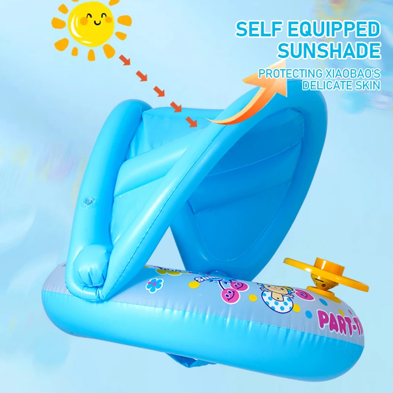 Kids Outdoor Nature Toys - ลอยน้ําว่ายน้ําแหวนพวงมาลัยฤดูร้อนกลางแจ้ง Sunshade Inflatable ของเล่นที่นั่งสระว่ายน้ําชายหาดน้ําของเล่นสําหรับเด็ก