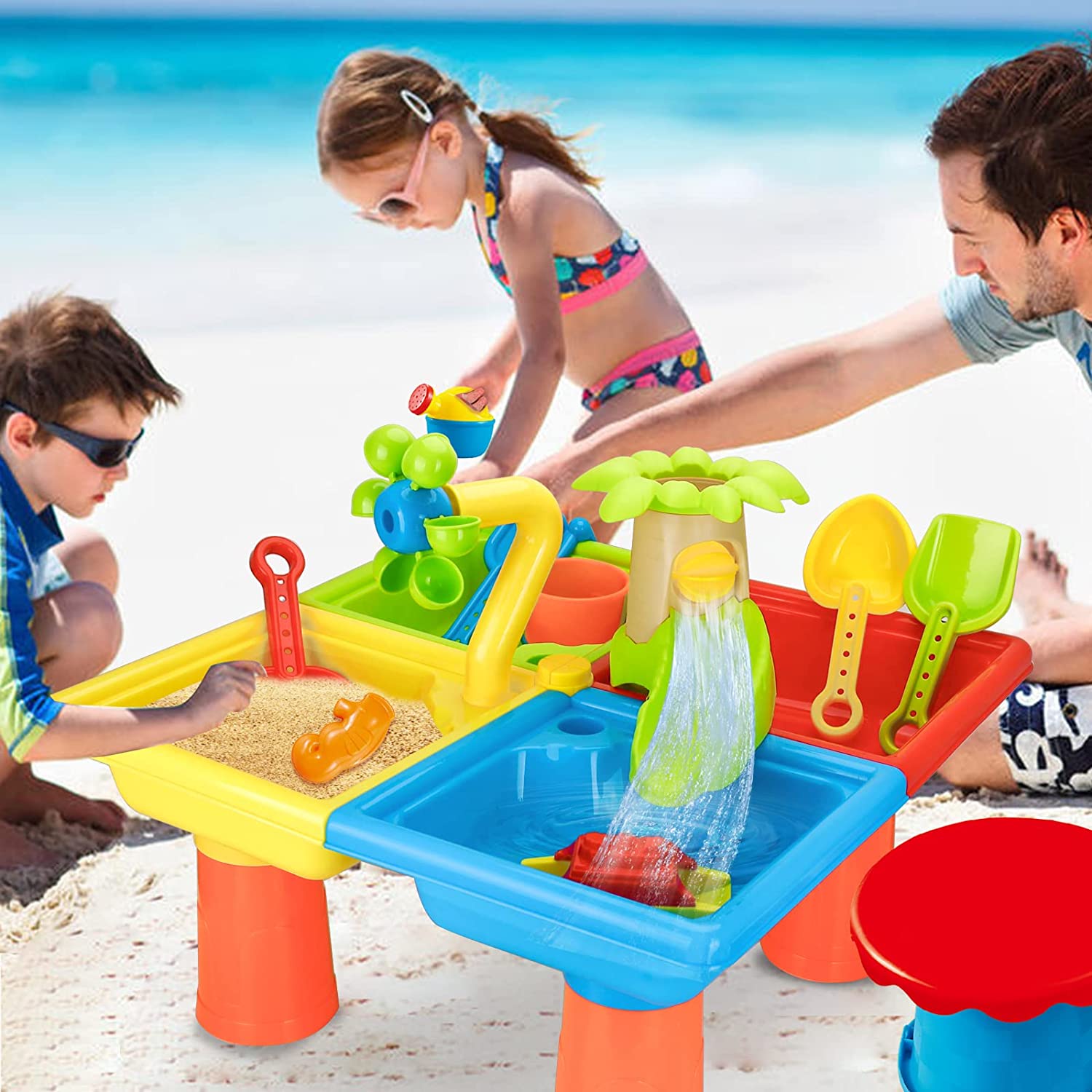 Kids Outdoor Nature Toys - ของเล่นสำหรับเด็กเล่นทรายบนโต๊ะชายหาดชุดของเล่นสำหรับเล่นเกมกลางแจ้งเครื่องมือขุดทรายสำหรับเด็กเล่นบนโต๊ะชายหาดชุดของเล่นสำหรับเป็นของขวัญสำหรับเด็ก