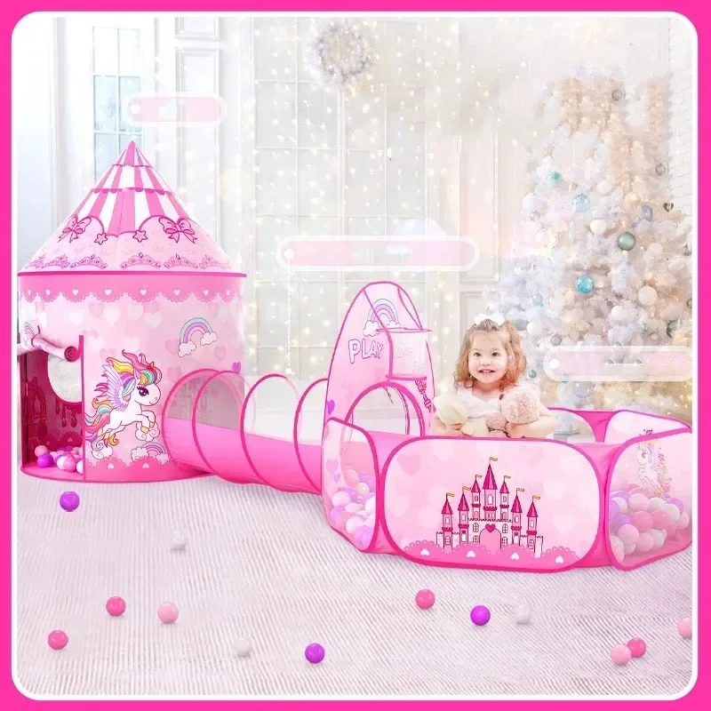 Kids Outdoor House Accessories - บ้านเต็นท์เด็ก 3 in 1 แบบพกพา รูปทรงปราสาท