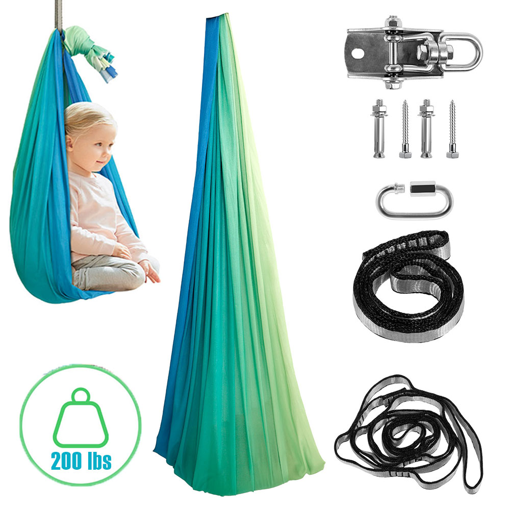 Kids Outdoor Lounge - ชิงช้าประสาทสัมผัสสําหรับเด็ก ชิงช้ากอดที่สะดวกสบายสองชั้นพร้อม 360 ° ไม้แขวนเสื้อแบบหมุนได้ถึง 200