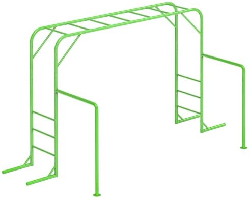 Kids Outdoor Monkey Bars - ชุดบาร์ลิงสำหรับเล่นกลางแจ้ง พร้อมอุปกรณ์ปีนป่าย บาร์ยิมนาสติก ชุดสนามเด็กเล่นสำหรับสนามหลังบ้าน บาร์ลิงโลหะสำหรับเด็กอายุ 3