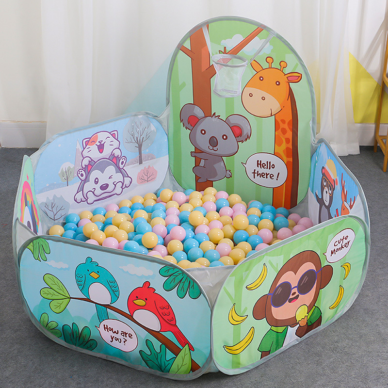 Kids Outdoor Grill - การ์ตูนสัตว์แบบพกพาพับเต็นท์ในร่มกลางแจ้งการศึกษาของเล่นที่มีสีสัน Ball Pool Pit Play House