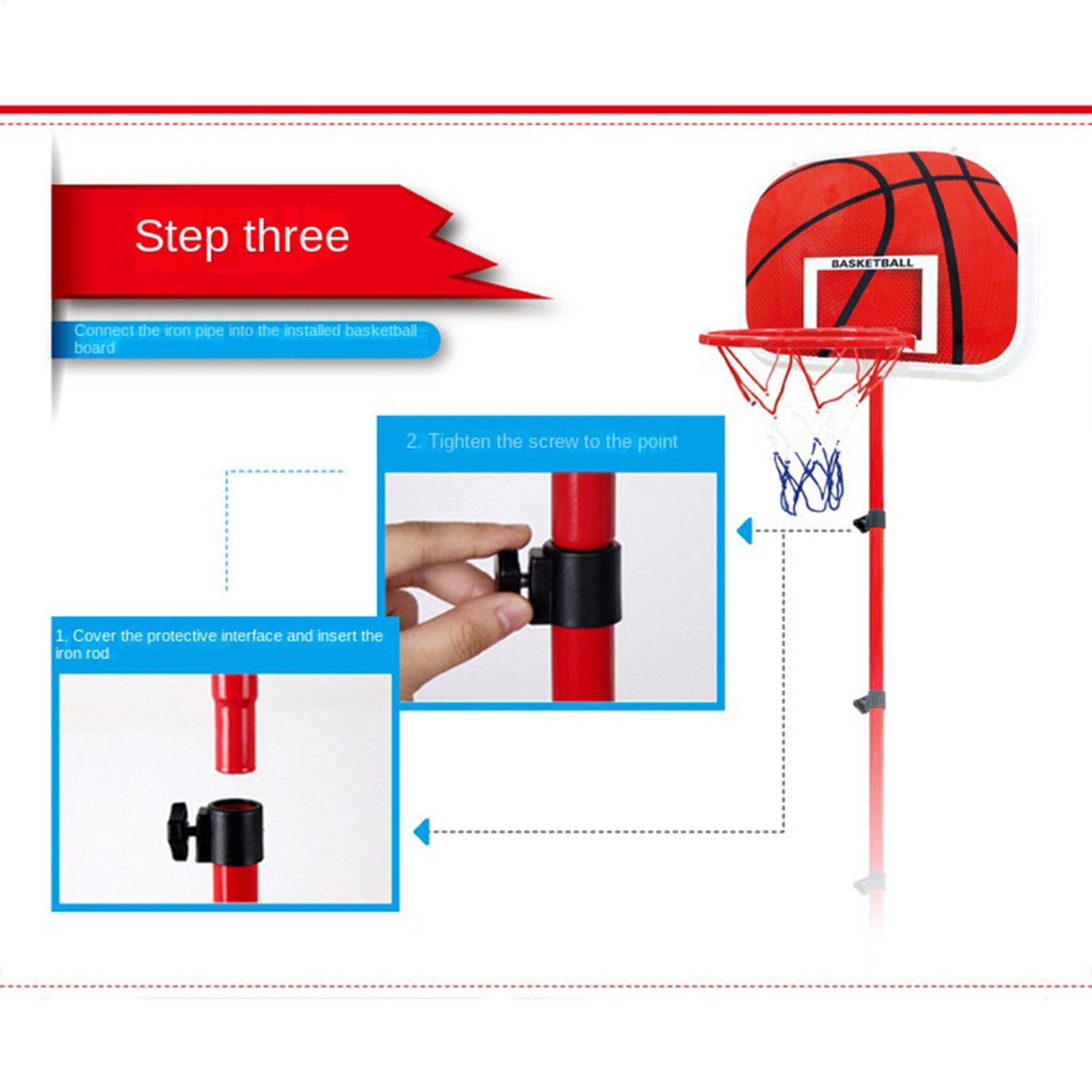Kids Outdoor Ball - ห่วงบาสเก็ตบอลและขาตั้งสำหรับเด็ก พร้อมลูกบอล 3 ลูก ปั๊มลม ปรับความสูงได้