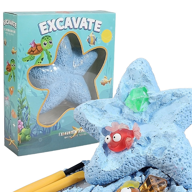 Kids Outdoor Excavator - ปลาดาว Marine Life อัญมณีขุดชุดโบราณคดี Excavation ของเล่นเด็กชุดวิทยาศาสตร์ของเล่นทําด้วยมือสําหรับของขวัญเด็กผู้หญิง