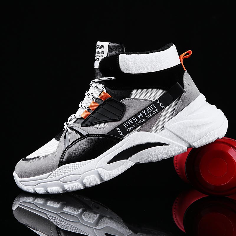 Kids Outdoor Gift Ideas - Hightopฤดูร้อนผู้ชายกีฬารองเท้าMan Runningรองเท้าผู้ชายกีฬารองเท้าผู้ชายTop Topรองเท้าผ้าใบบุรุษรองเท้าเทนนิสเดินสีเทาD-421