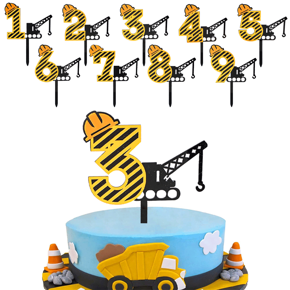 Kids Outdoor Excavator - Construction Excavator เค้กอะคริลิค Topper Boy Birthday