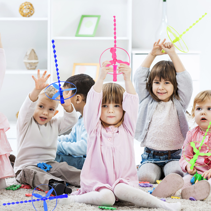 Kids Outdoor Easter Toys - ชุดของเล่นแมลงปอไม้ไผ่หลากสี 10 ชิ้น/ชุด ของเล่นกีฬากลางแจ้ง หมุนได้ด้วยมือ ของเล่นบินได้