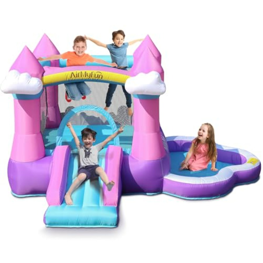 Kids Outdoor Ball - บ้านลมสีชมพูสำหรับเด็กอายุ 3-8 ปี ใช้ได้ทั้งในร่ม/กลางแจ้ง ทำจากวัสดุ PVC