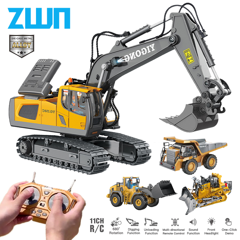 Kids Outdoor Excavator - ZWN รถตักดินควบคุมระยะไกล2.4G รถดัมพ์โมเดลรถ RC ของเล่นรถจำลองพลาสติกอัลลอยด์มืออาชีพสำหรับเด็ก