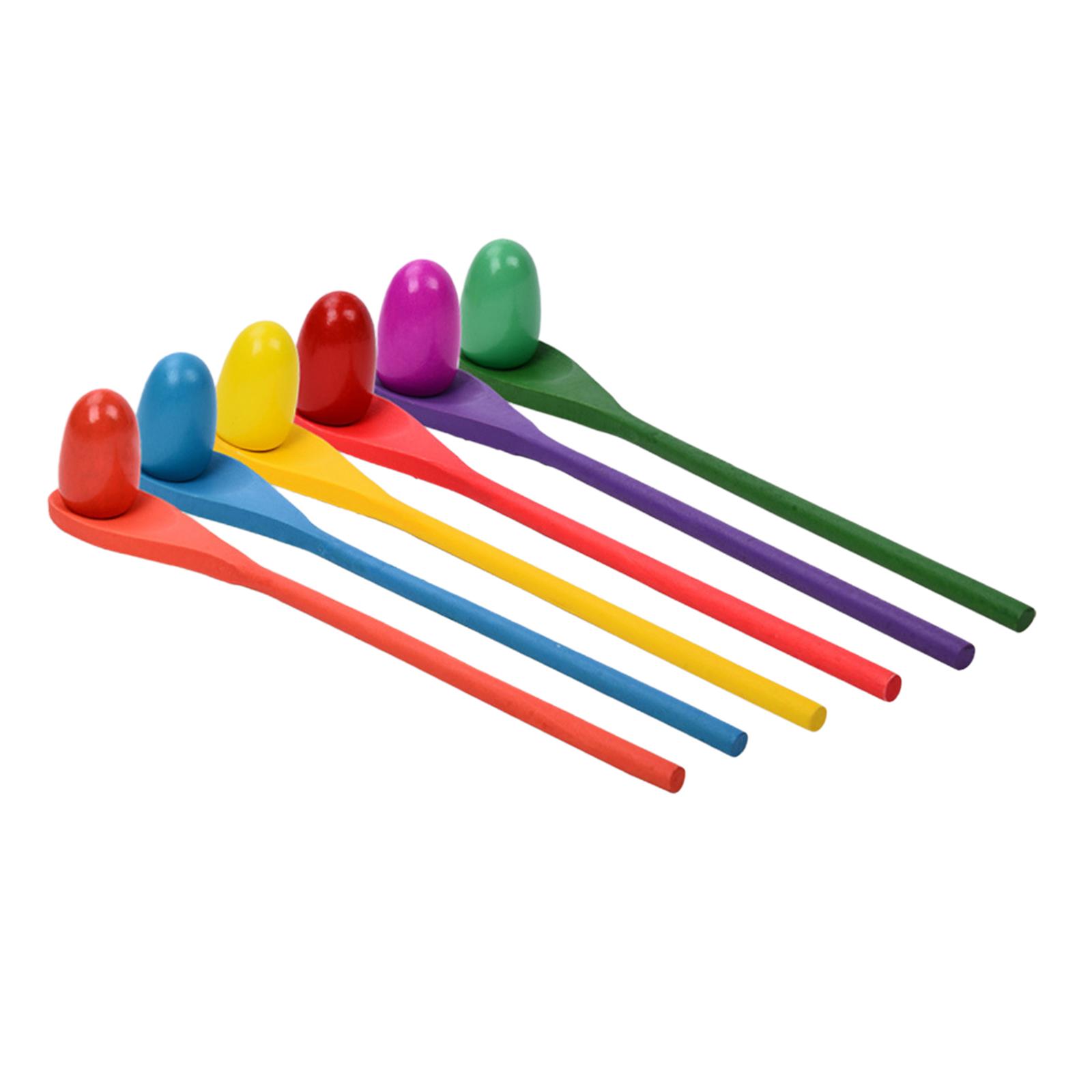 Kids Outdoor Yard Toys - ชุดเกมแข่งช้อนตักไข่ 6 ชิ้น เสริมสร้างการประสานมือและตา ของเล่นเสริมพัฒนาการสำหรับเด็กก่อนวัยเรียน ของเล่นเพื่อการศึกษา