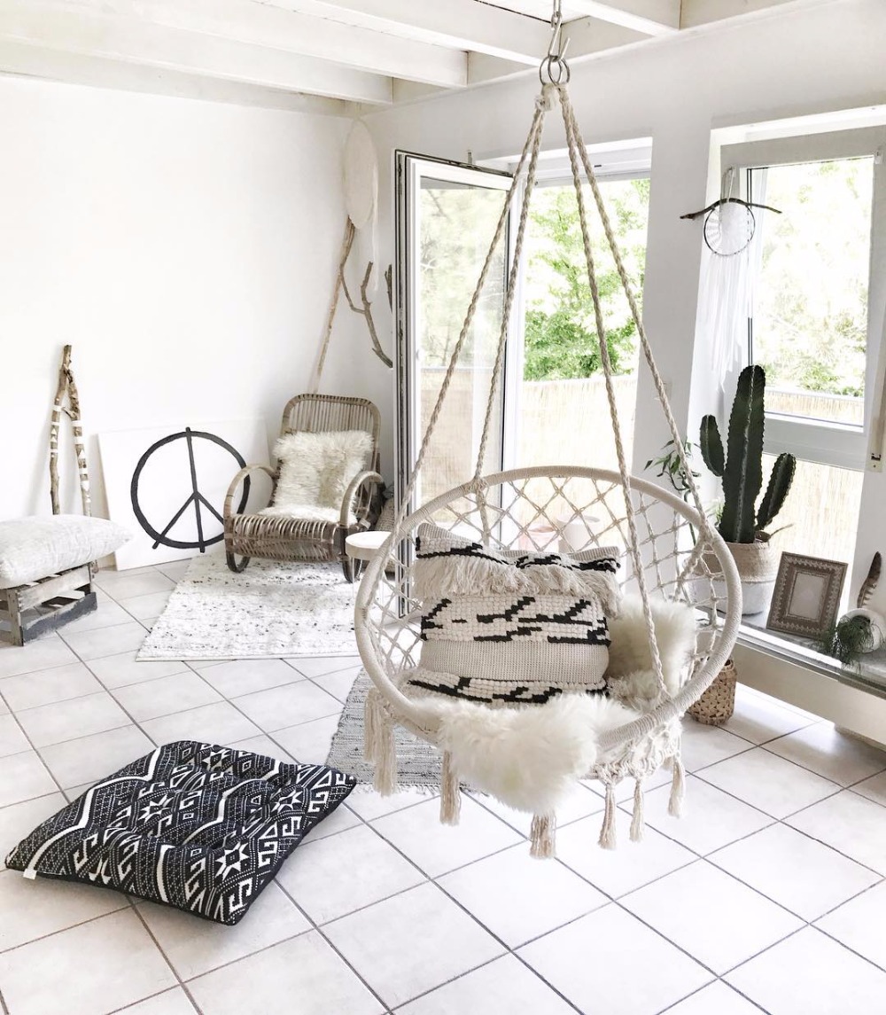 Kids Outdoor Lounge - 2025 Nordic Garden Handmade ถักรอบแขวนเปลญวนกลางแจ้งในร่มห้องนอนเด็กทารกแขวนเก้าอี้เด็ก Swing