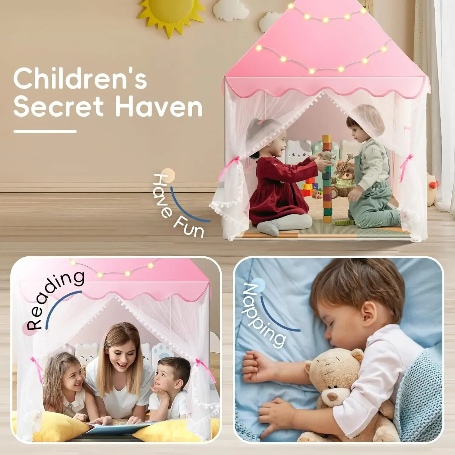 เด็กเล่นเต็นท์ปราสาทเจ้าหญิงบ้ - Kids Outdoor House Accessories บทวิจารณ์และราคา