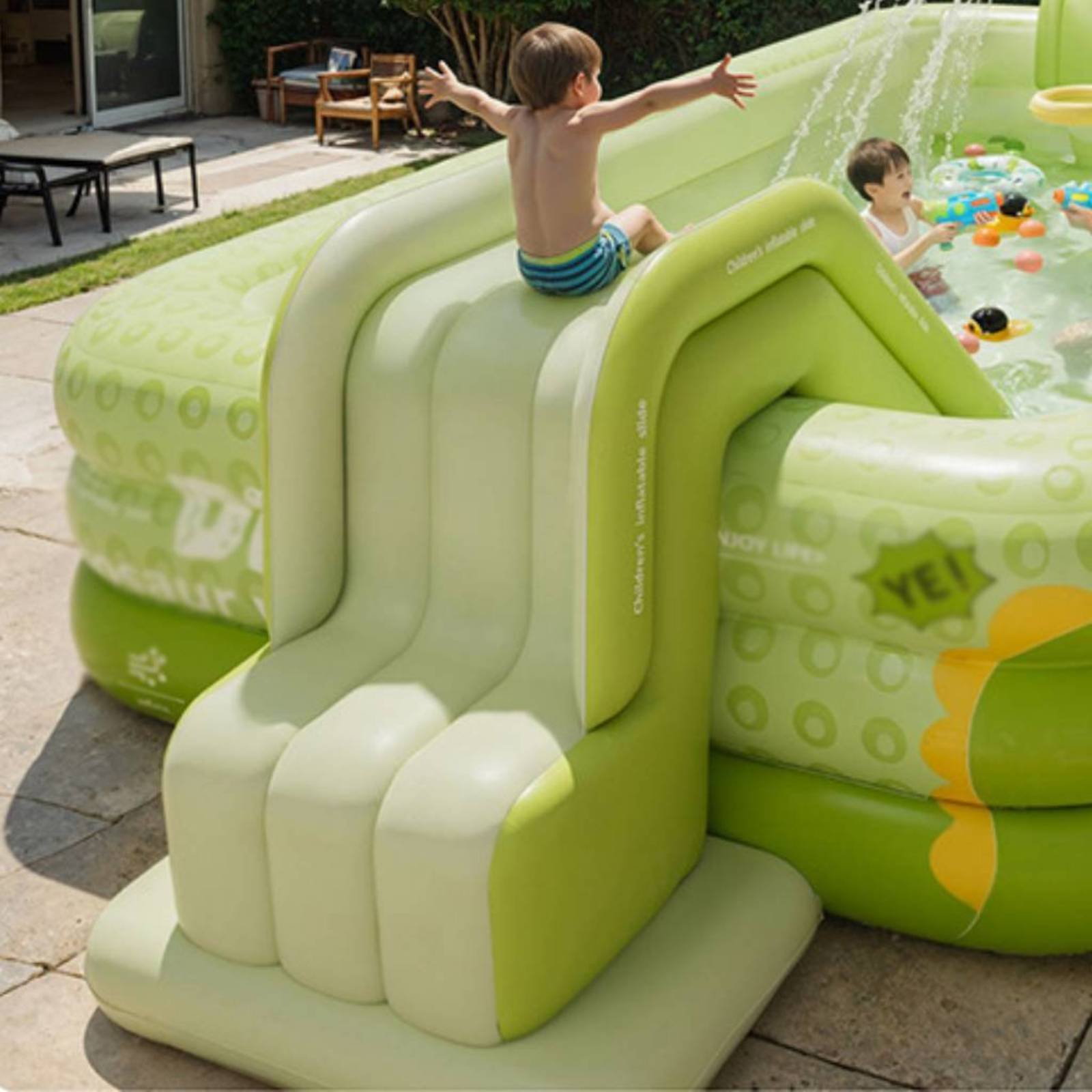 สไลเดอร์สระน้ำเป่าลม พับเก็บได - Kids Outdoor Nature Toys บทวิจารณ์และราคา