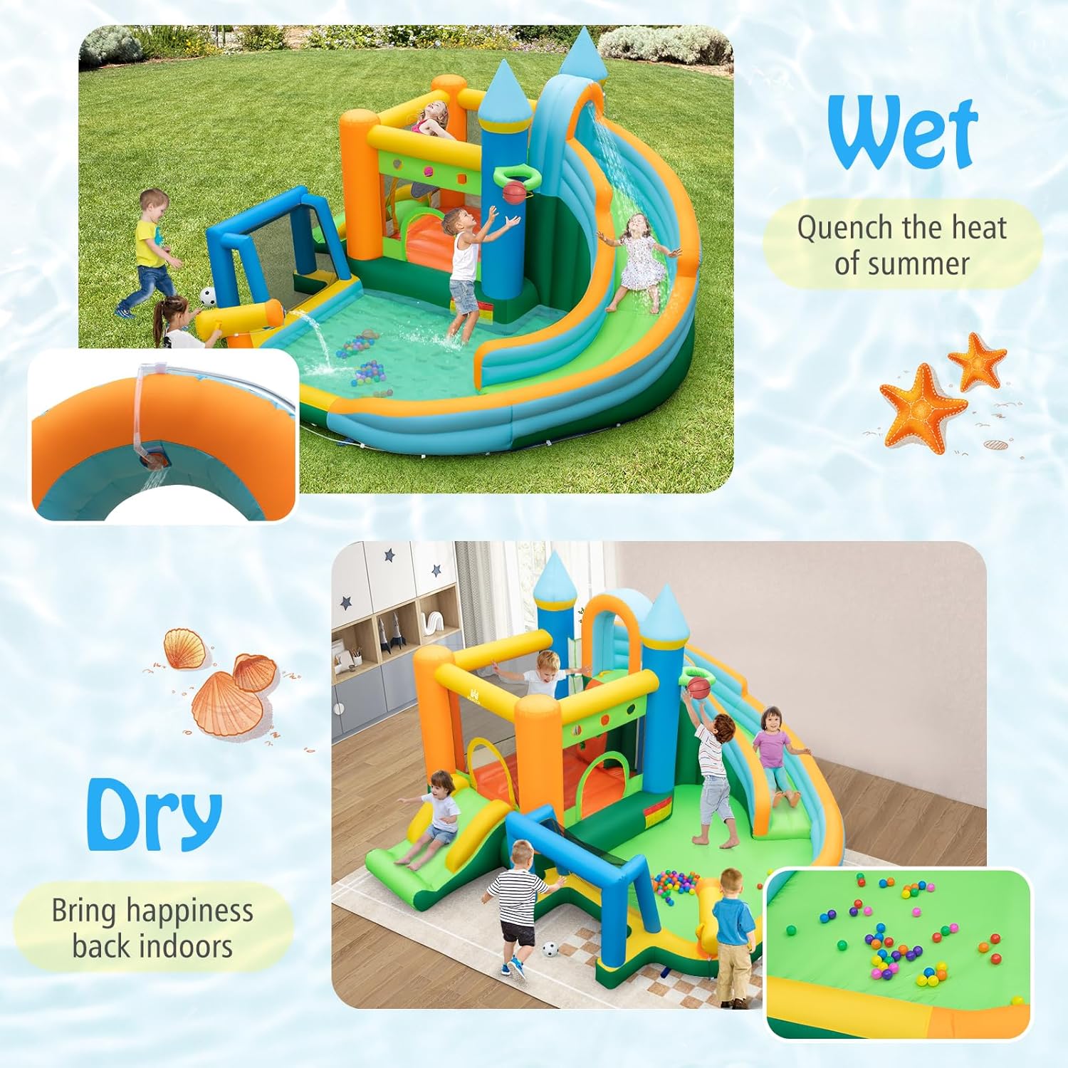 บ้านลมเป่าลม 9-in-1 สำหรับเด็ก - Kids Outdoor Ball บทวิจารณ์และราคา