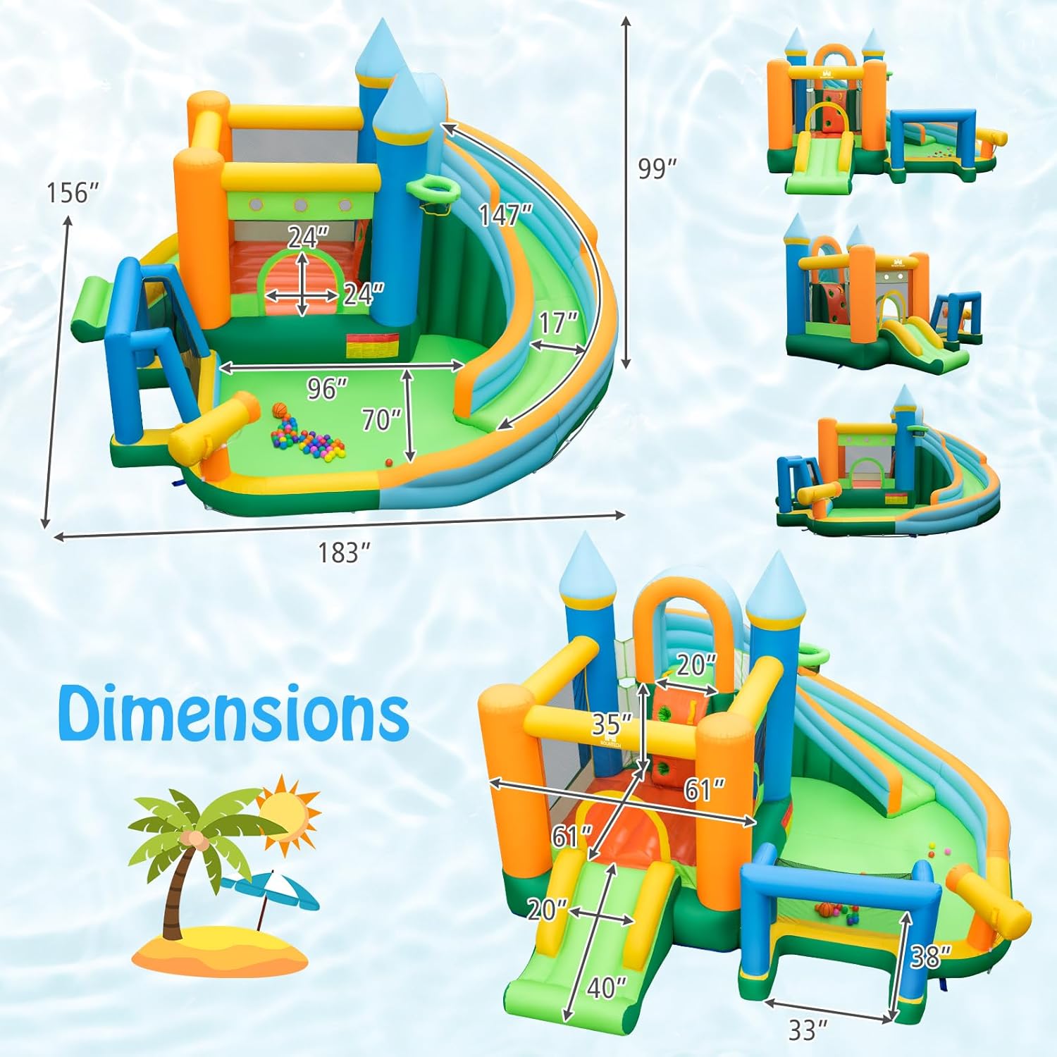 บ้านลมเป่าลม 9-in-1 สำหรับเด็ก - Kids Outdoor Ball บทวิจารณ์และราคา
