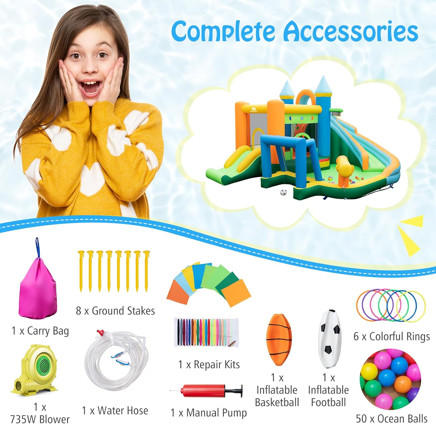 บ้านลมเป่าลม 9-in-1 สำหรับเด็ก - Kids Outdoor Ball บทวิจารณ์และราคา
