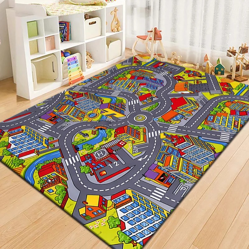 พรมปูพื้นลายแผนที่เมืองหลากสีส - Kids Outdoor Play Area บทวิจารณ์และราคา