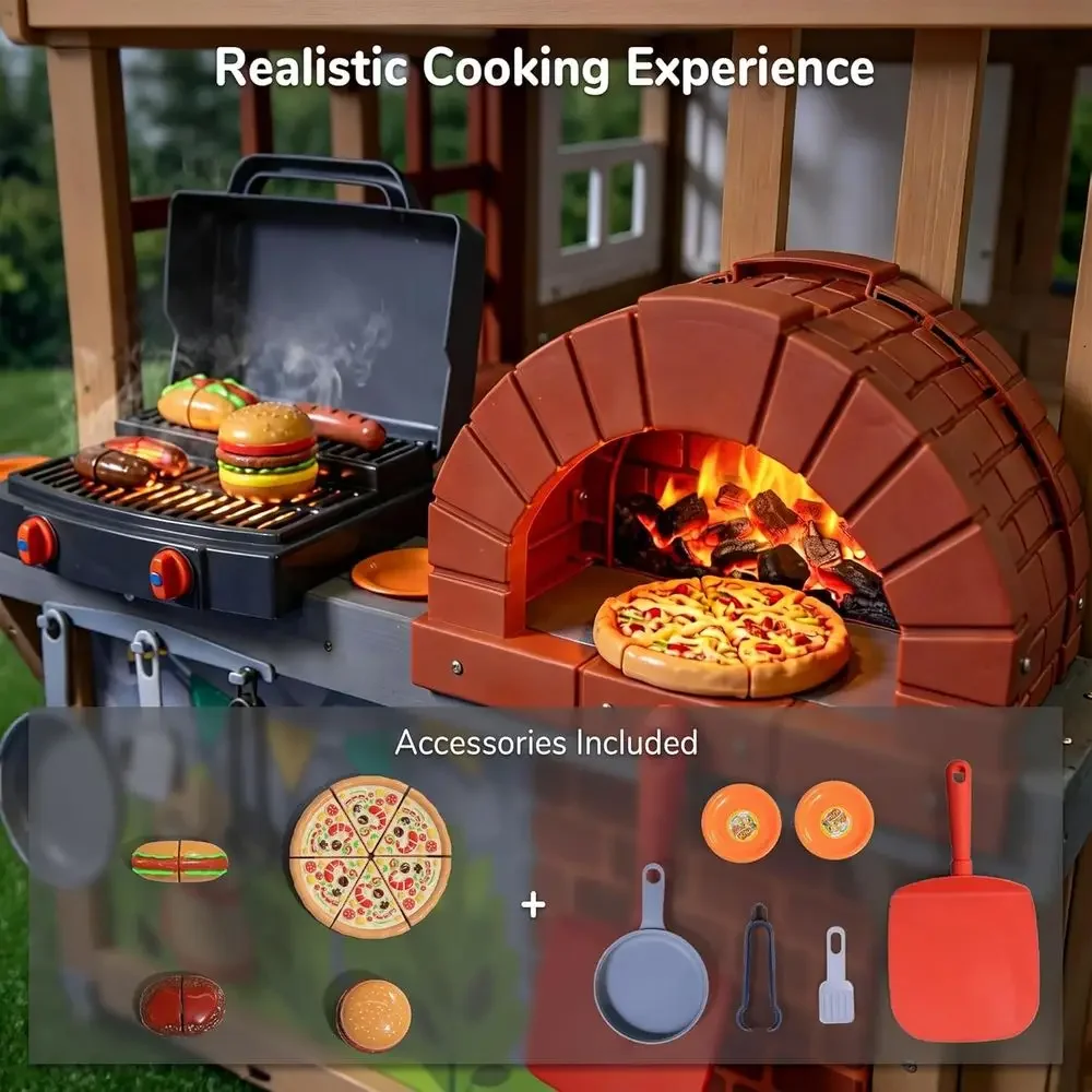 บ้านเด็กเล่นกลางแจ้งทำจากไม้,  - Kids Outdoor Grill บทวิจารณ์และราคา