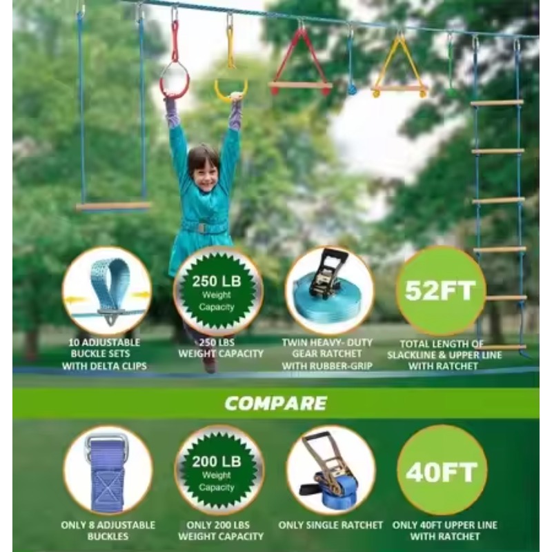 ชุดอุปกรณ์สนามฝึกซ้อม Warrior  - Kids Outdoor Monkey Bars บทวิจารณ์และราคา