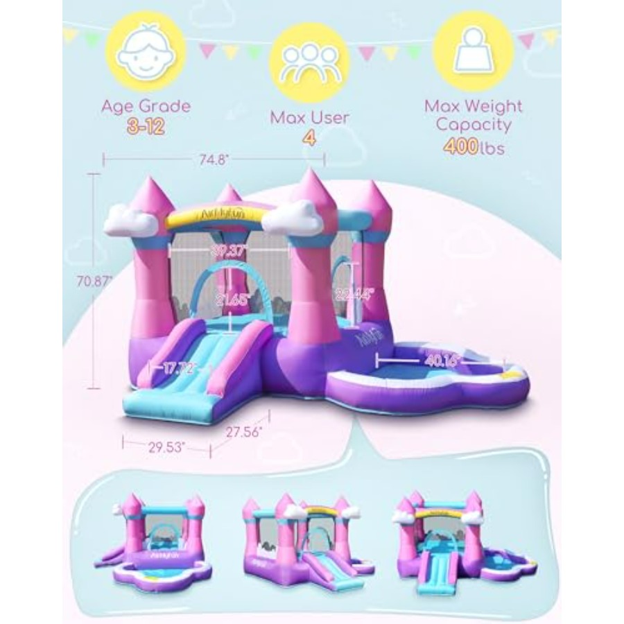 บ้านลมสีชมพูสำหรับเด็กอายุ 3-8 - Kids Outdoor Ball บทวิจารณ์และราคา